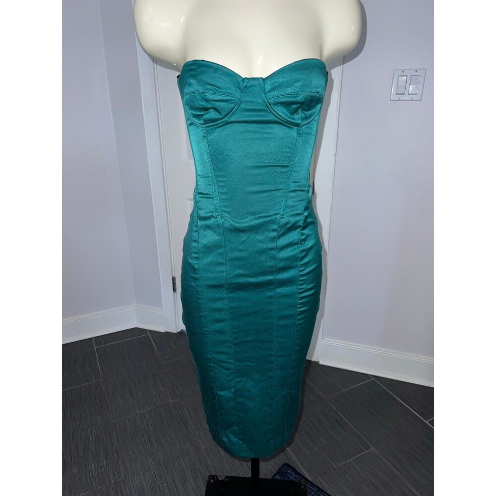 Dolce & Gabbana Green Satin Bustier Top Dress (38) #340
